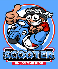 Enjoy Scooter Cartoon Illustration Design 