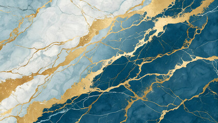 A luxurious gold and blue marble stone texture.
