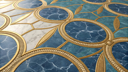 A luxurious gold and blue marble stone texture.