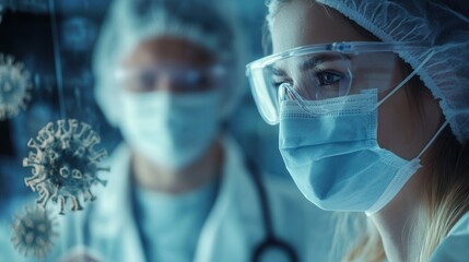 Female Scientist Focused On Virus Models In Lab