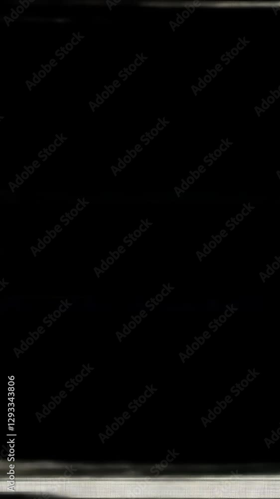 Poster digital noise bars glitching horizontally across black background, generating visual interference pa