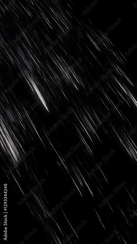 Poster rain streaks slanting sharply across deep black surface, generating dramatic visual dynamics with in