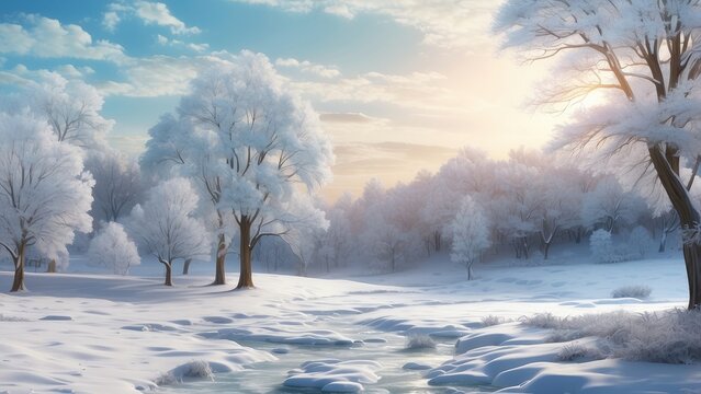2. "A Beautiful Snowy Forest with Lights" by Boadicea