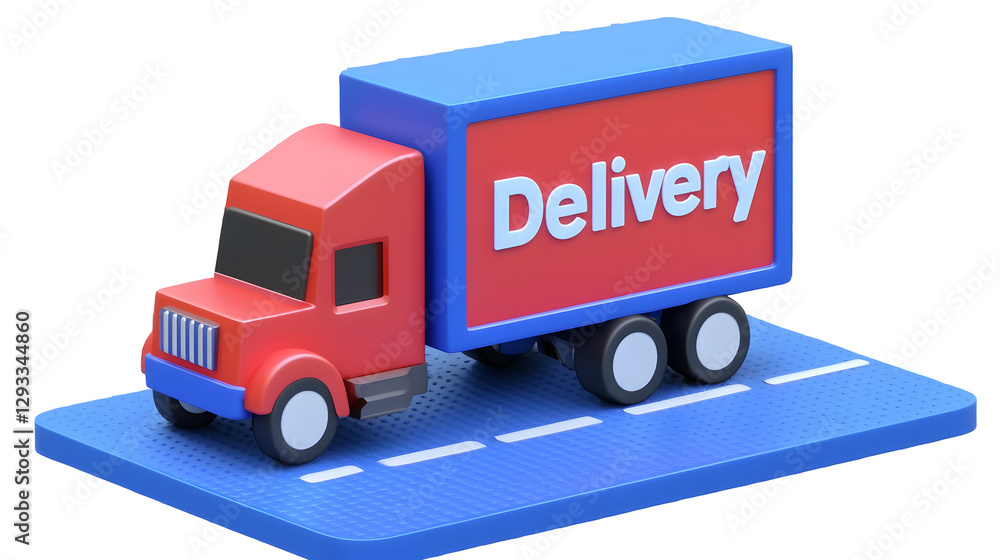 Poster streamlined 3d rendered delivery truck with oversized clock wheel symbolizing time sensitive shippin