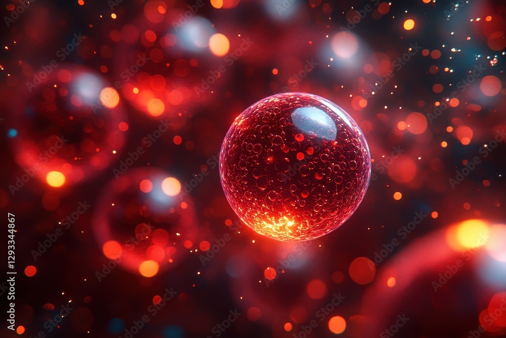 Poster red cells in a dynamic formation create a vibrant display of color and light