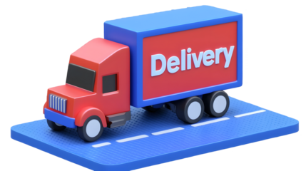 Streamlined 3D Rendered Delivery Truck with Oversized Clock Wheel Symbolizing Time Sensitive Shipping Services and Rapid Movement  Clean Geometric