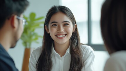 Obraz premium Smiling Young Woman in Business Meeting