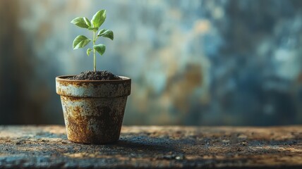 Fototapeta premium A lush green plant growing within a decorative pot symbolizing life and growth in a serene indoor environment