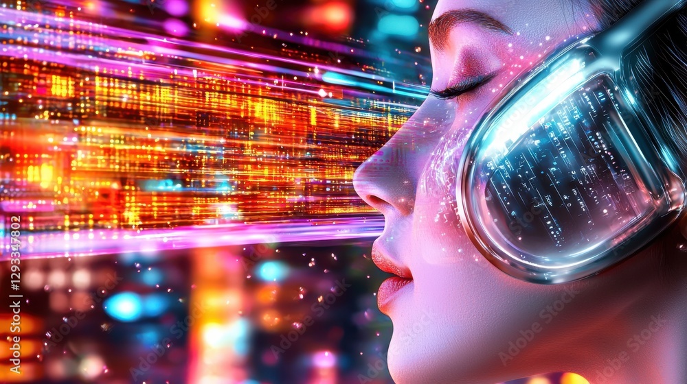 Poster mesmerizing futuristic digital abstract background with vibrant neon lights dynamic cyber effects an