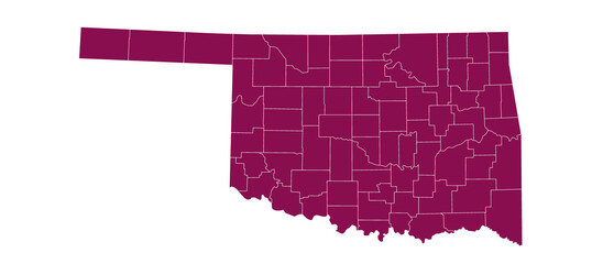Oklahoma administrative map. counties map of Oklahoma, blank Map, empty Oklahoma map, okla, ok