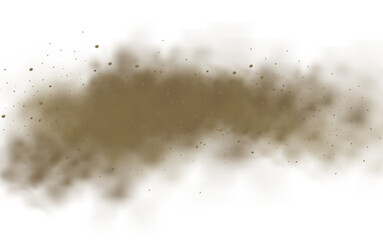 Floating Cloud of Dust Particles Dispersing in the Air, Creating a Mysterious and Chaotic Atmosphere with a Natural, Earthy Tone and a Sense of Motion in a Minimalist Background