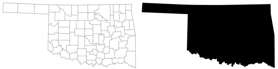 Oklahoma Map. Oklahoma administrative map, Oklahoma outline and counties state map set - illustration version