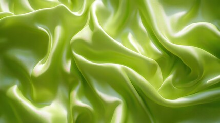 Obraz premium Lime green silk fabric drapes, studio shot, sunlight background, textile design