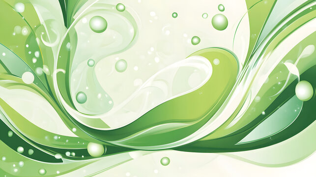 Vector background with green abstract shapes and circles, green color scheme

