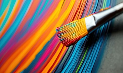 Fototapeta premium Hand Painting a Wall with a Colorful Brush