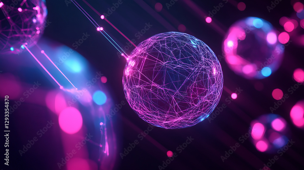 Poster 3d tech spheres set isolated on transparent background. vector realistic illustration of abstract gl