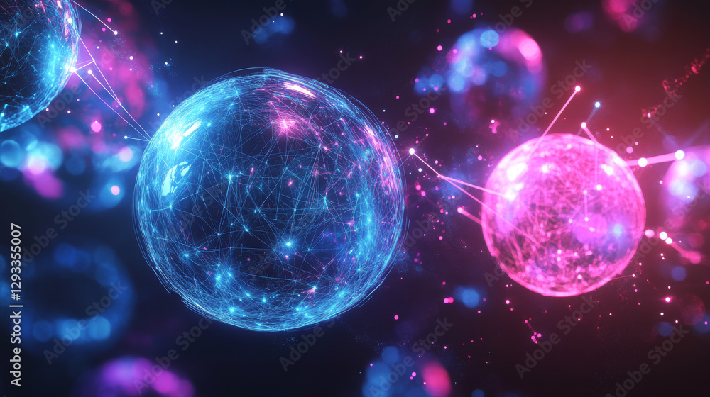 Poster 3d tech spheres set isolated on transparent background. vector realistic illustration of abstract gl