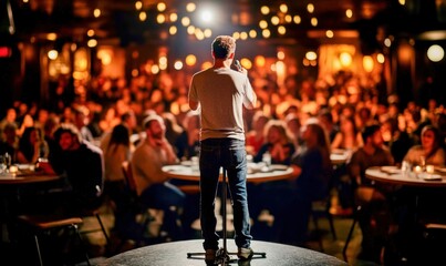 Stand-Up Comedy Open Mic Night with Comedian on Stage