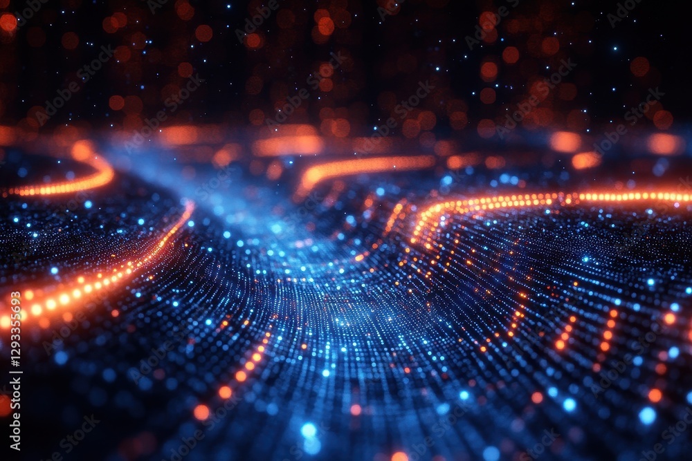 Aufkleber colorful abstract waves of light create a mesmerizing digital landscape filled with glowing particle