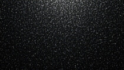 Black metallic backdrop; densely packed small circular holes, grid, black