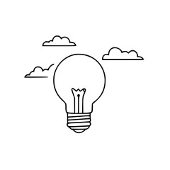 Creative Light Bulb Icon with Clouds Symbolizing Innovation, Bright Ideas, and Creativity in Business and Design
