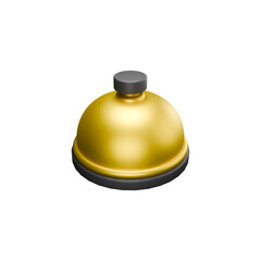 3D icon render golden reception bell on white background 