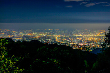 Night city scape of Chiangmai Thailand, Asia, Shot from the mountain of 