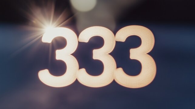 Glowing mystical number 333 symbolizing creativity, connection, and spiritual guidance in a serene setting