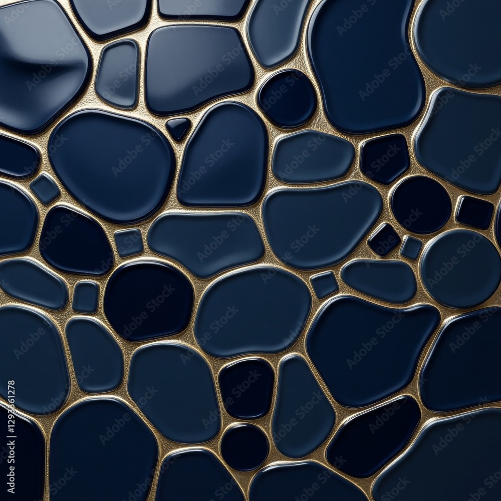 Aufkleber abstract texture of dark blue and gold blobs