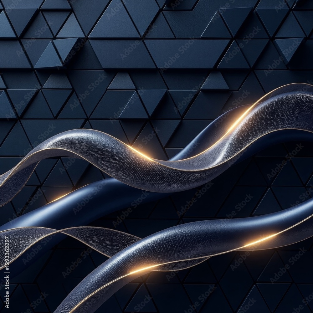 Poster abstract wave patterns on dark geometric background