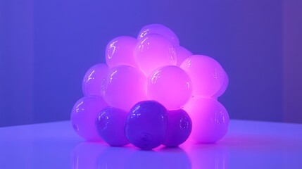 Glowing orbs, studio scene, purple light, relaxation