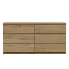 Modern Oak Six Drawer Dresser