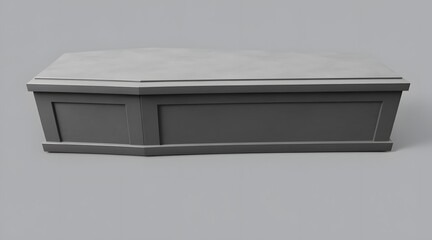 A modern gray coffin featuring a smooth design, highlighting craftsmanship and elegance, suitable for solemn memorial services and respectful farewells.   