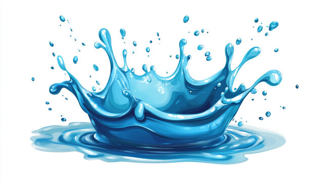 Water splash vfx animation sprite sheet. Stages of liquid aqua splashing motion design elements, sequence frame. Cartoon blue crown splatter stream with drops, fx storyboard Vector illustration