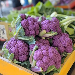 Vibrant Purple Cauliflower Close Up Farm Fresh