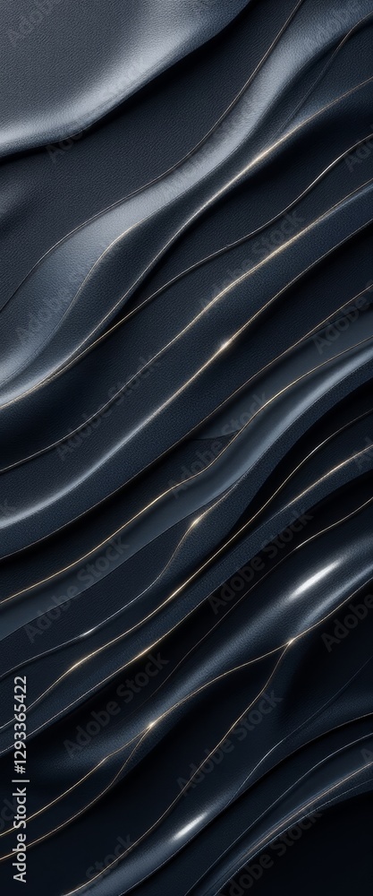 Poster abstract dark waves with golden lines on textured background