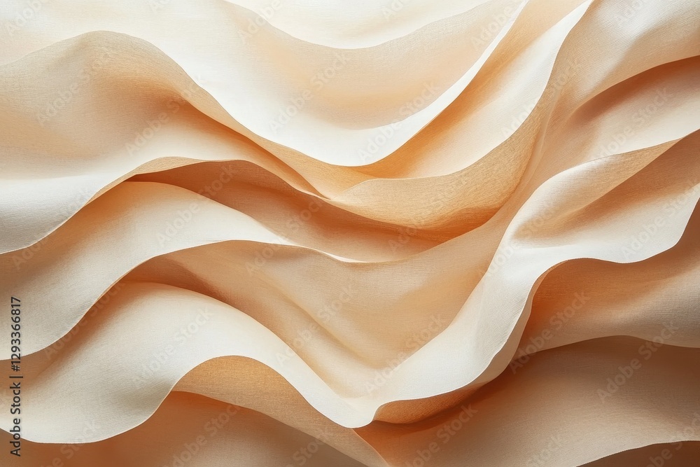 Aufkleber textured waves of soft beige fabric create a gentle flow at a textile studio in the afternoon light