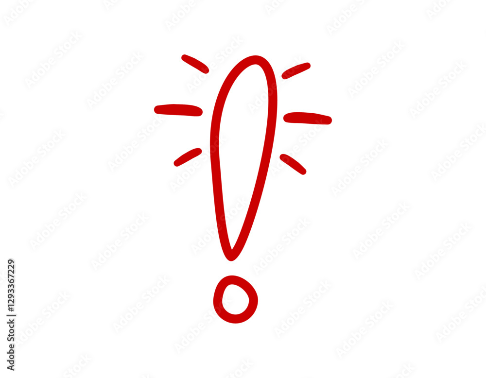 Poster a simple red exclamation mark with lines radiating from it, conveying emphasis or alert.