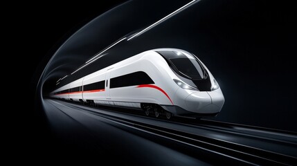 Fototapeta premium Modern High-Speed Train in a Futuristic Tunnel Environment
