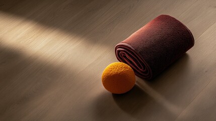 Obraz premium Flat lay of yoga essentials, top-view minimalist workout gear arrangement.