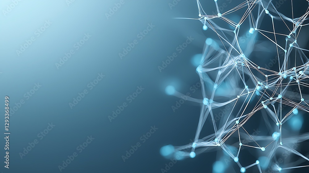 Aufkleber abstract digital network connections with glowing nodes on a gradient blue background, representing 