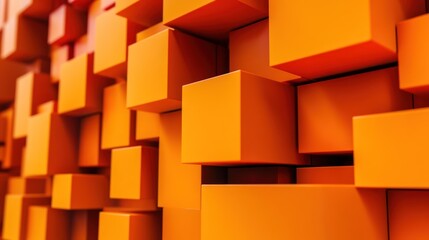 Orange cube wall texture background, abstract design