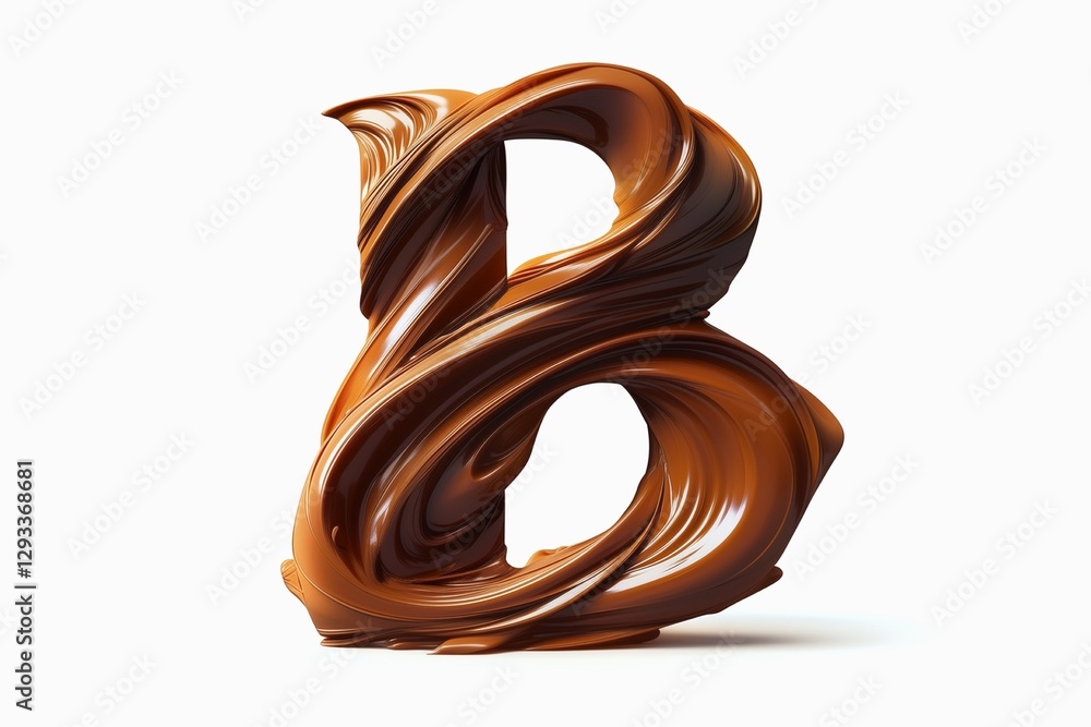 Fototapete letter b designed with flowing cocoa texture isolated on white background