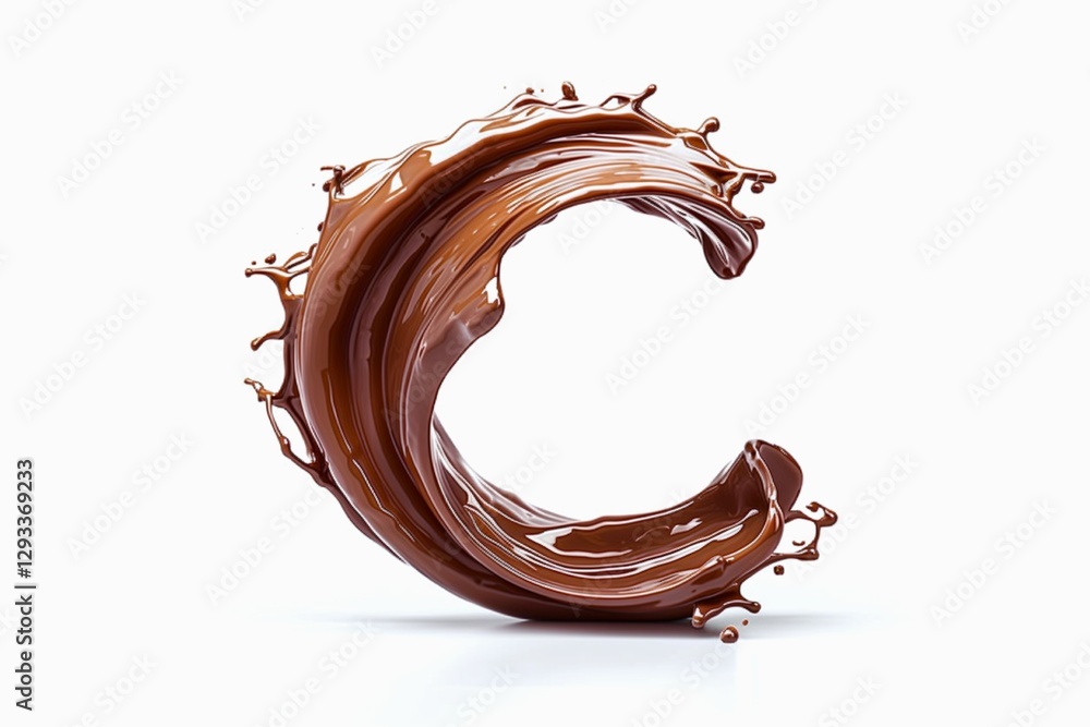 Fototapete letter c designed with flowing cocoa texture isolated on white background