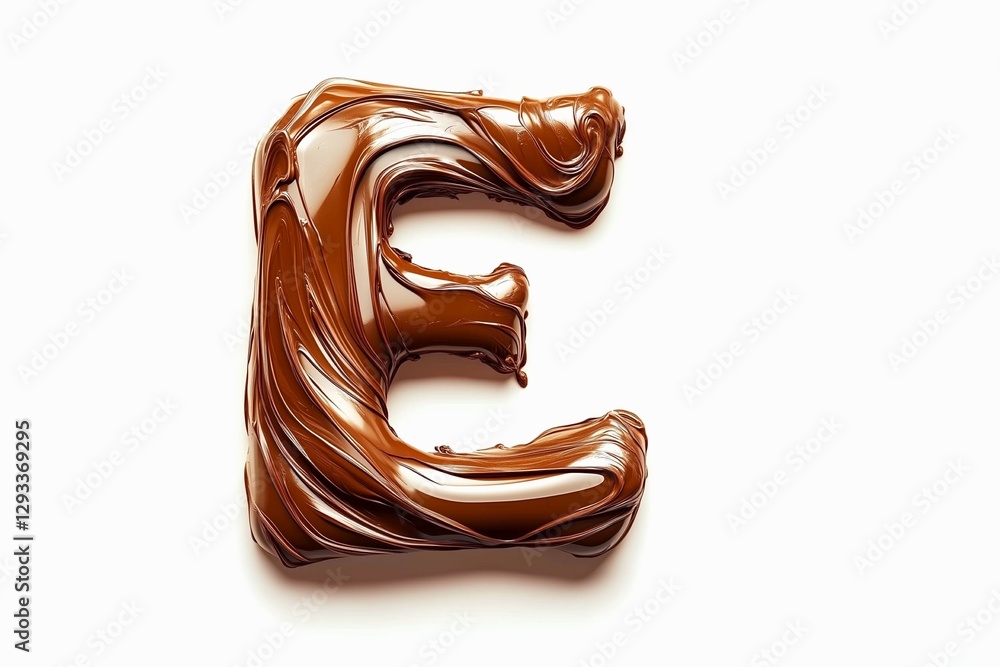 Fototapete letter e designed with flowing cocoa texture isolated on white background