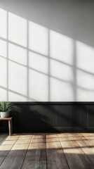Modern minimalist room interior design with sunlight