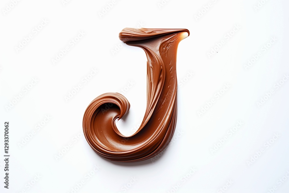 Fototapete letter j designed with flowing cocoa texture isolated on white background