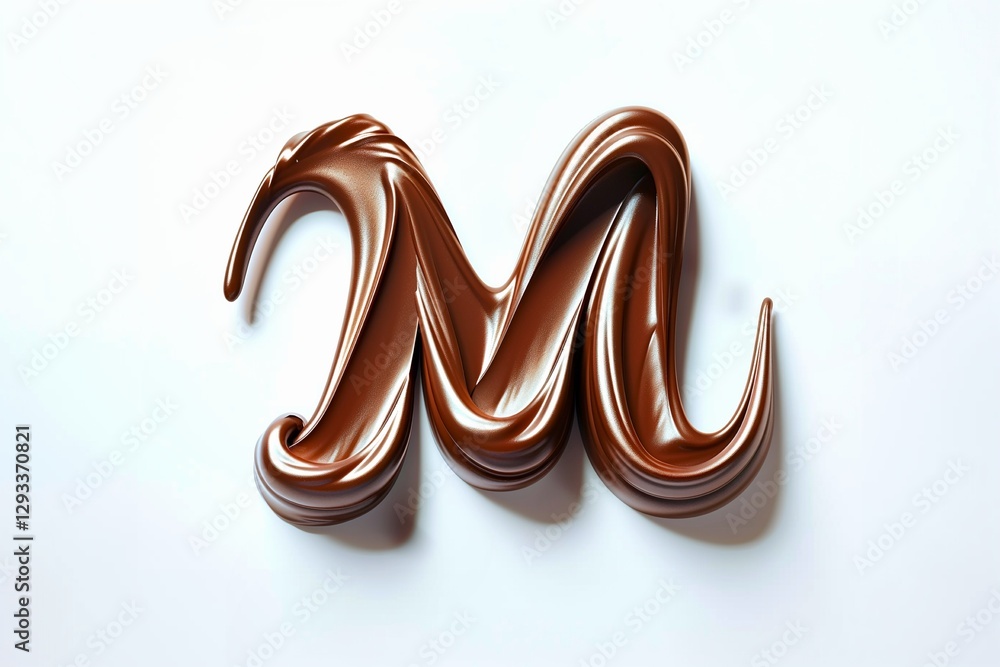 Fototapete letter m designed with flowing cocoa texture isolated on white background