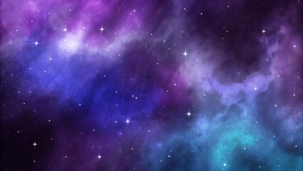 Cosmic watercolor illustration. Colorful space background with stars. Swirling galaxies, and a dreamy interstellar background