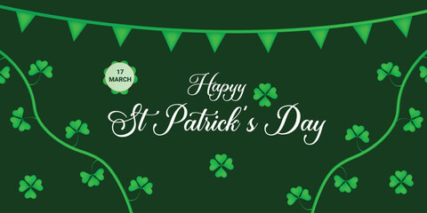 St Patrick's Day happy Irish holiday vector illustration. Saint Patrick's Day, vector web banner design. Happy Saint Patrick's day banner.